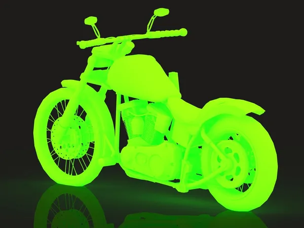 Yeşil parlayan motosiklet konsepti — Stok fotoğraf
