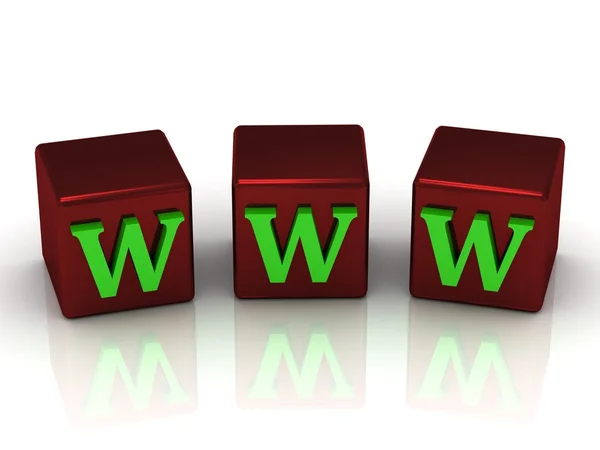 WWW mensaje con letras verdes brillantes — Foto de Stock