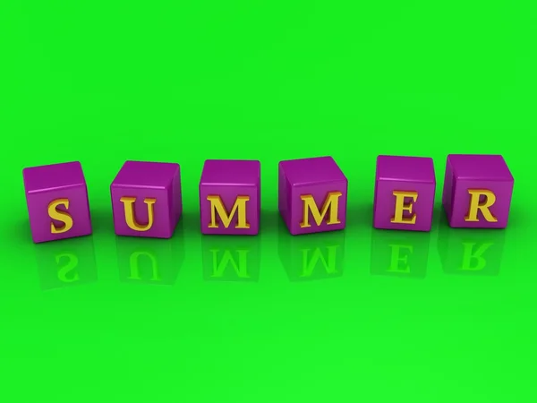 Надпись летом в фиолетовых кубиках — стоковое фото