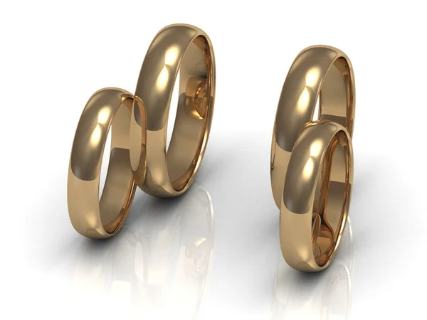 Dos pares de anillos de oro — Foto de Stock