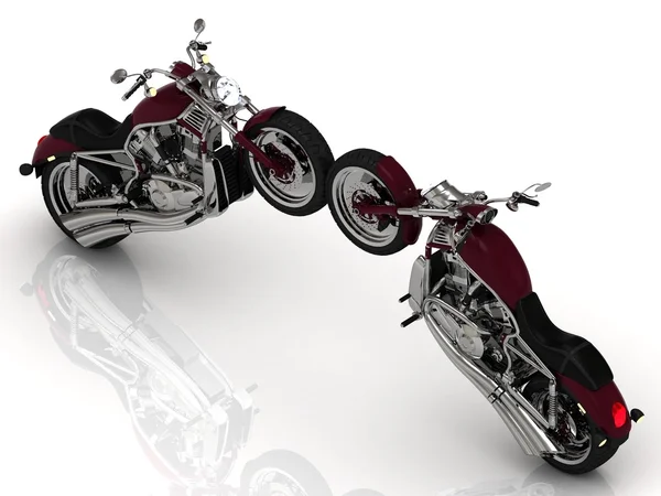 Deux motos debout roue à roue — Photo