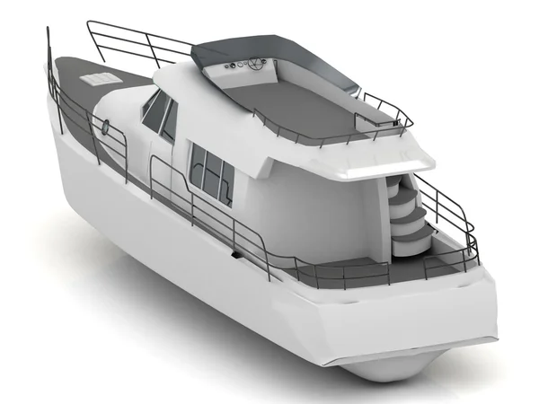 Udział zmotoryzowany biały jacht — Zdjęcie stockowe