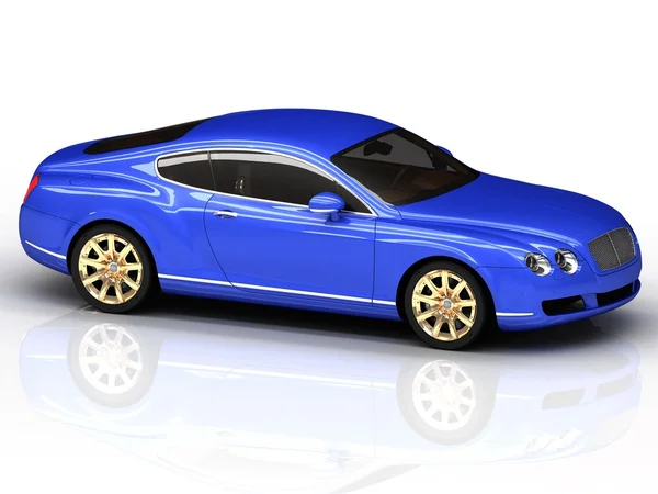 Premium blue car with gold wheels — Stock Photo, Image