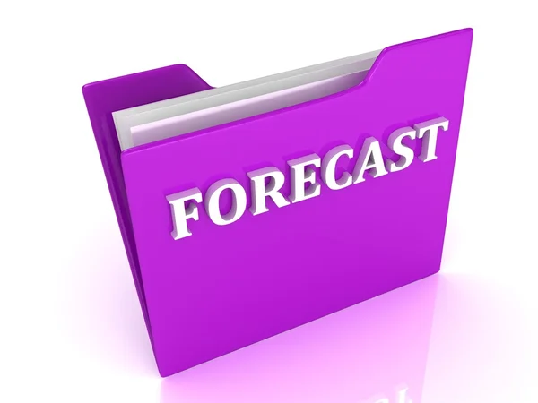 FORECAST bright white letters on a lilac folder — Stock Photo, Image