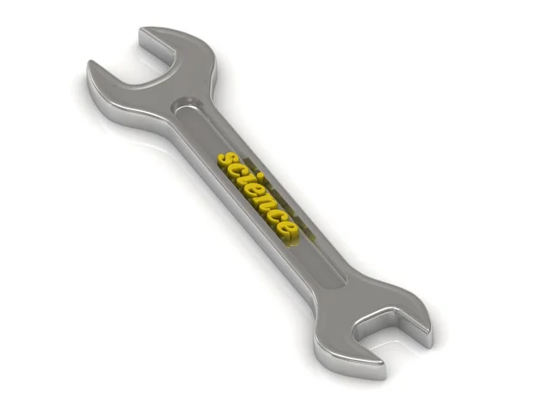 Science - 3d inscription bright letter on spanner — Stock Photo, Image