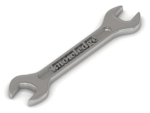 Knowledge - 3d inscription bright volume letter on spanner — Stock Photo, Image