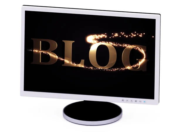 Blog 3d inscripción con chispa luminosa en la pantalla — Foto de Stock