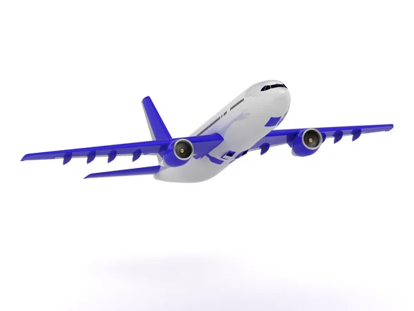 Avião de passageiros branco ganha altitude — Fotografia de Stock
