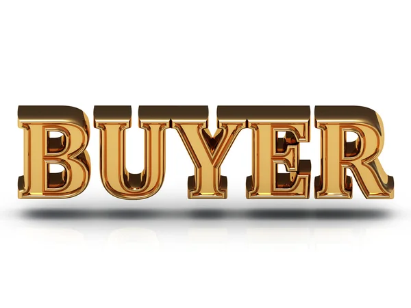 BUYER - 3d inscription of golden bright letter — Stock Photo, Image