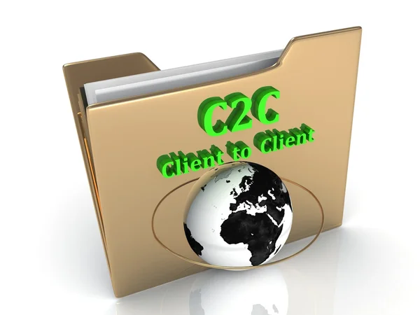 C2C Client to Client letras verdes brillantes en una carpeta dorada —  Fotos de Stock
