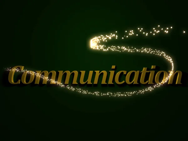 Коммуникация - трехмерная надпись со светящейся линией с искрой — стоковое фото