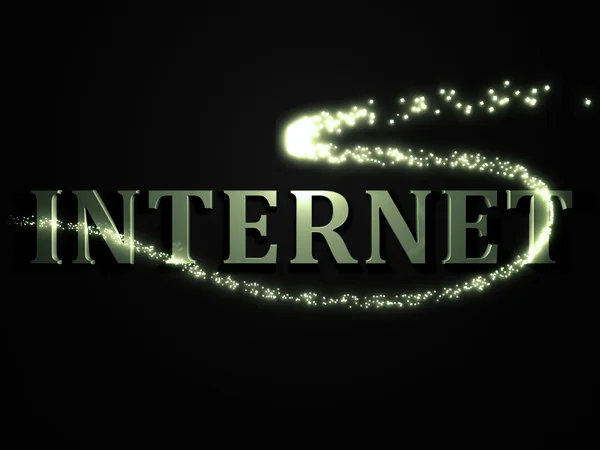 INTERNET - inscrição 3d com linha luminosa com faísca — Fotografia de Stock