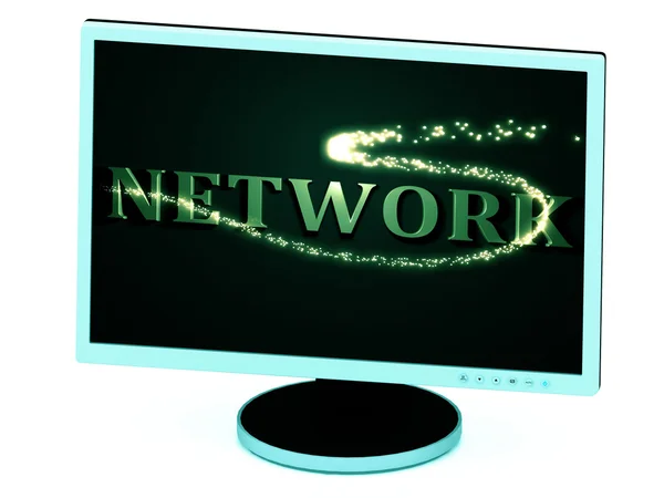 NETWORK- 3d inscription with luminous line with spark — Stock Photo, Image