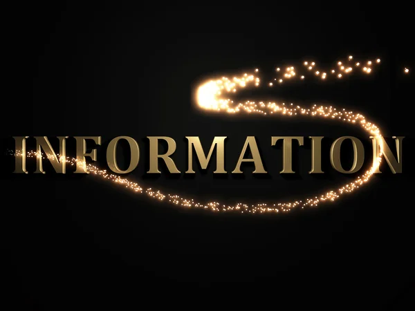 INFORMATION- 3d inscription with luminous line with spark — Stock Photo, Image
