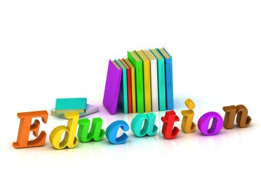Eğitim 3d yazıt parlak birim harfi ve ders kitapları 