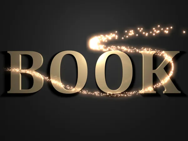 Buch- 3D-Inschrift mit leuchtender Linie — Stockfoto