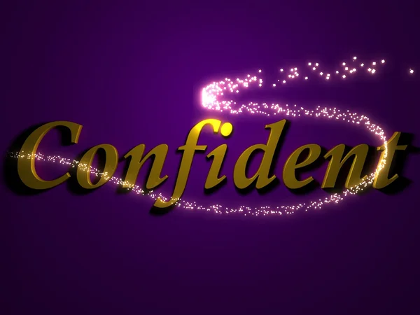 Confident- 3d надпись с яркой линией с искрой — стоковое фото