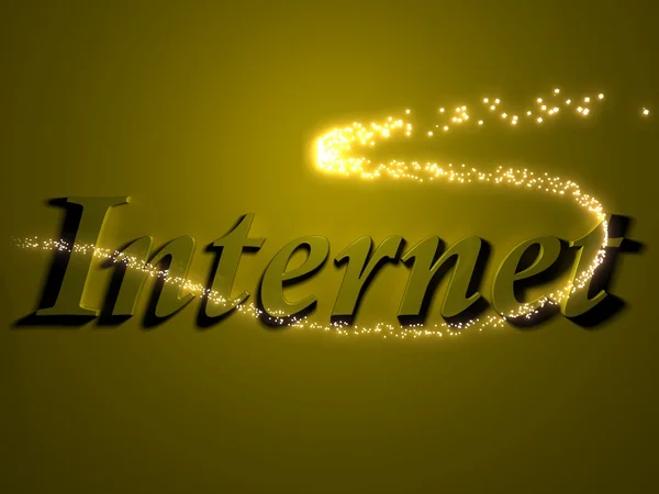 INTERNET- inscrição 3d com linha luminosa com faísca — Fotografia de Stock