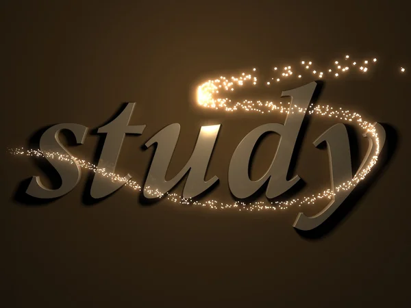Studera - 3d inskrift med lysande linje med gnista — Stockfoto