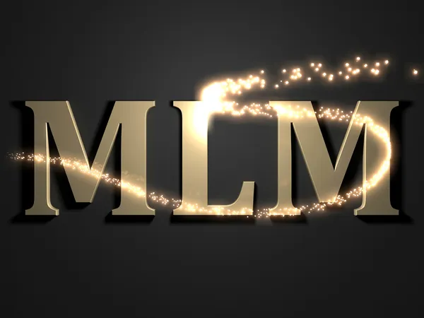 MLM - 3d επιγραφή με φωτεινή γραμμή με σπινθήρα Φωτογραφία Αρχείου