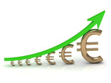 yeşil bir ok ile euro büyüme gösteren resim 