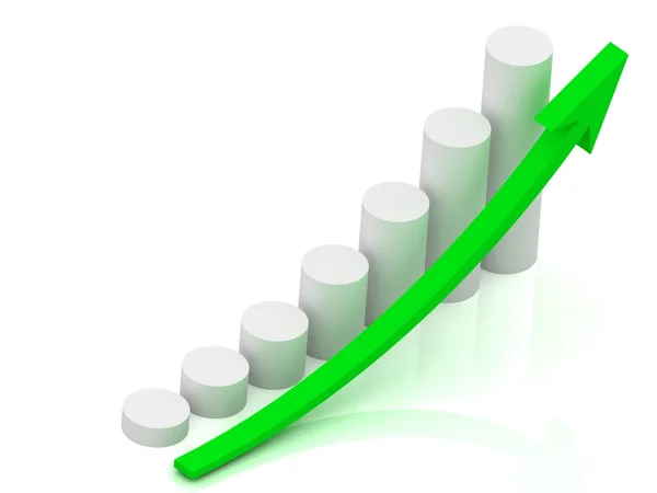 Bedrijf de groei van de productie van de grafiek van witte pijlers — Stockfoto