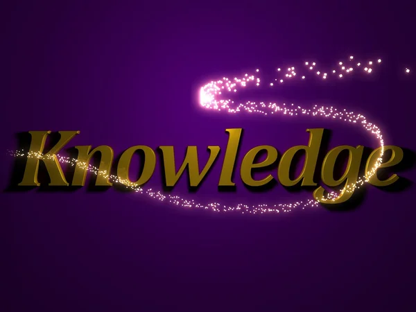 Wissen - 3D-Inschrift mit Leuchtlinie mit Funken — Stockfoto