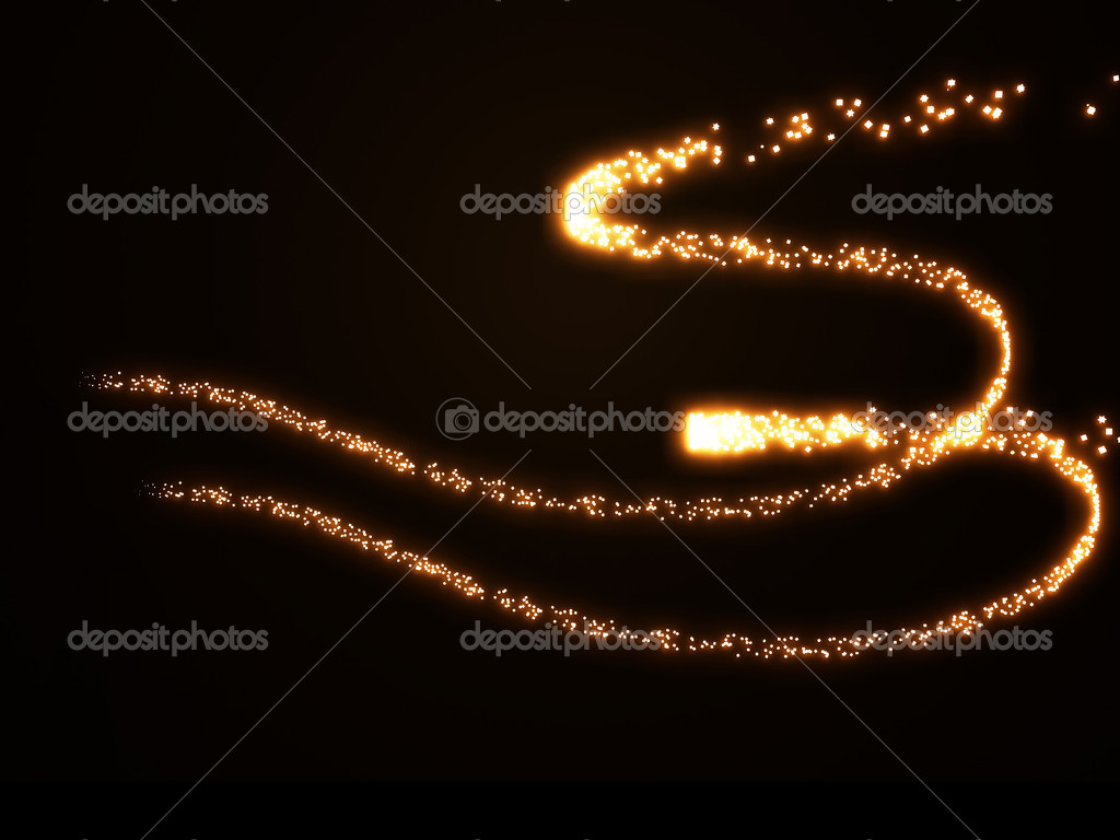 Bright luminous lines with spark on contrasting background