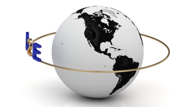 Revolving around the earth lettrage B2E sur une bague en or 