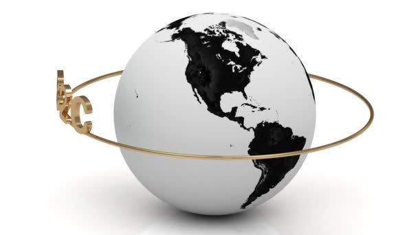 B2C sur une bague en or tourne autour de la terre 