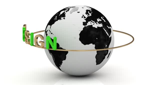 Design créatif sur une bague en or tourne autour de la terre 