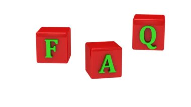 SSS Yazıt kırmızı küpler havada döner parlak yeşil harfler