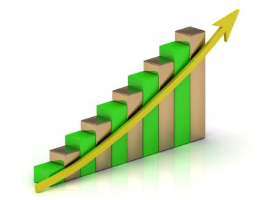 Endüstriyel grafik çıktısı büyüme yeşil ve altın barlar
