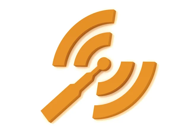 Orange RSS antenna with two signals radio waves — Stock Photo, Image