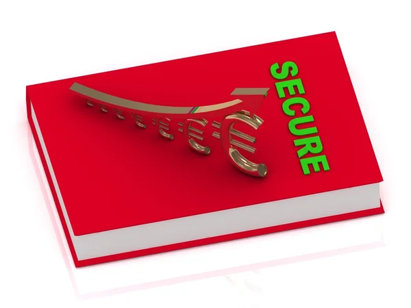 Thick book in red cover with inscription Secure — Stock Photo, Image