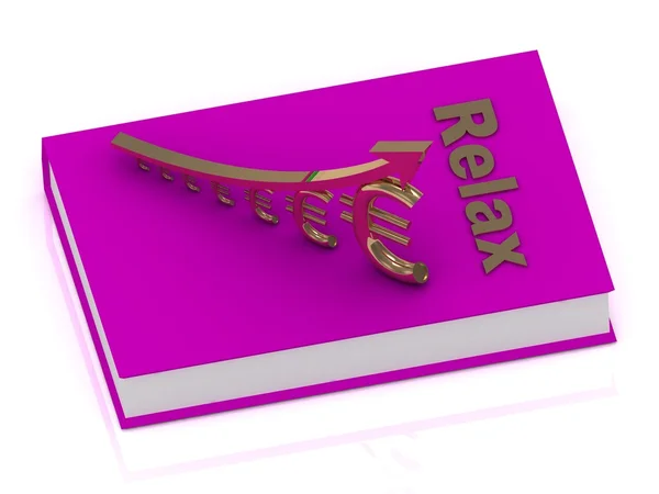 Thick book in rose cover with inscription Relax — Stock Photo, Image