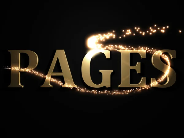 PAGES- 3d inscription with luminous line with spark — Stock Photo, Image