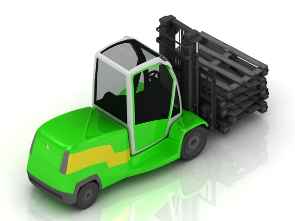 Electric green Forklift isolated on a white — Stock Photo, Image