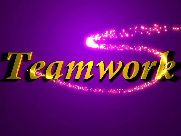 Teamwork- 3d inscription with luminous line with spark — Stock Photo, Image