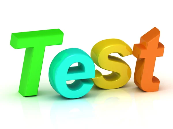 Test inscription bright colorfull volume letter — Stock Photo, Image