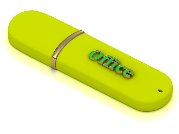 Ufficio - iscrizione su flash USB giallo — Foto Stock