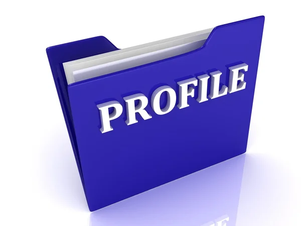 Mavi klasörün profil parlak beyaz harfler — Stok fotoğraf