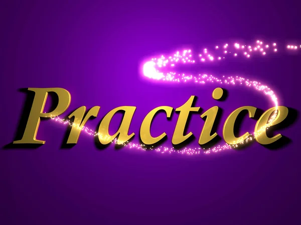 Practice- inscription with luminous line with spark — Stock Photo, Image