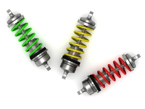 Automotive shock absorber with colour springs — Stock Photo, Image