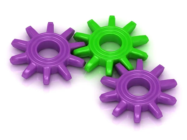 Lilac and green gears — Stock Photo, Image