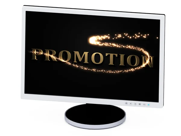 PROMOTION 3d inscription avec étincelle lumineuse à l'écran — Photo