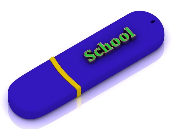 Escuela - inscripción en flash USB azul — Foto de Stock