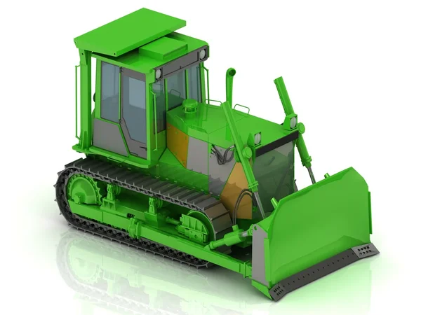 Crawler met een groene hydraulische schop — Stockfoto