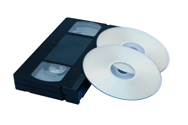 Видеокартридж и диск, CD dwd — стоковое фото