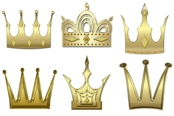 Set of gold crowns from gold — Stock Photo, Image